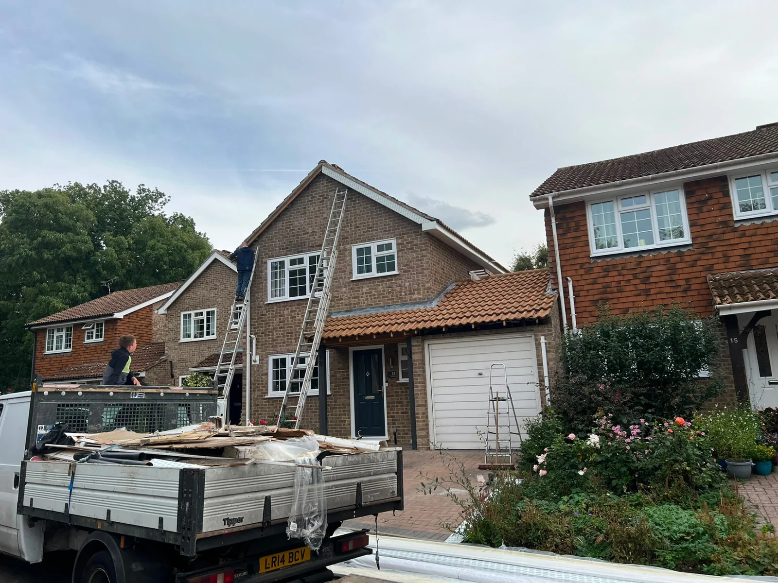 Fascia and soffit replacement in progress by Legacy Roofing, Berkshire roofer