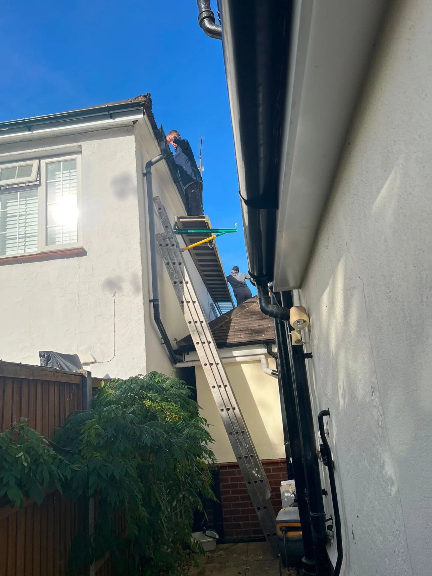 Guttering replacement in progress by Legacy Roofing, Berkshire roofer