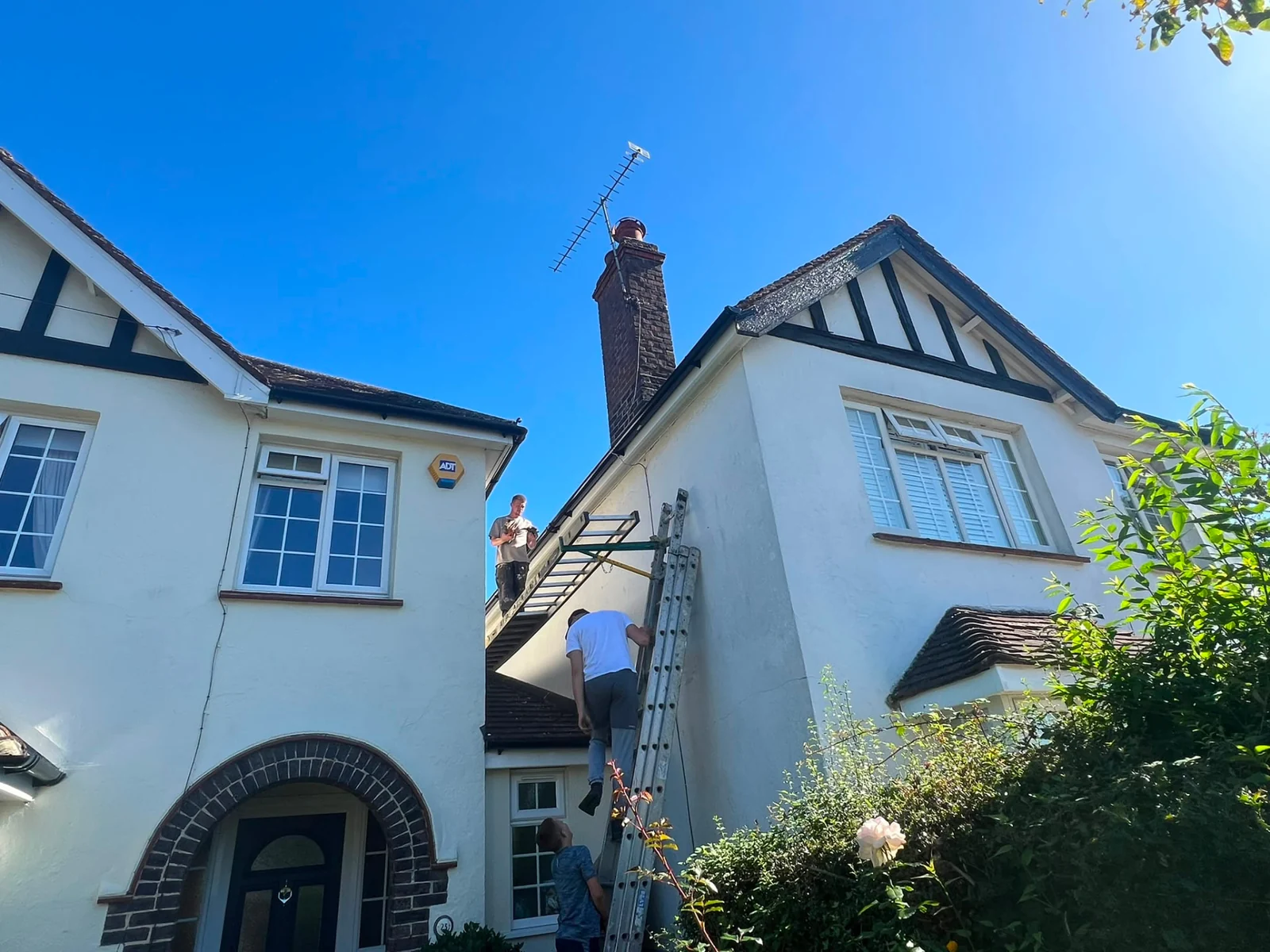 Guttering replacement in progress by Legacy Roofing, Berkshire roofer