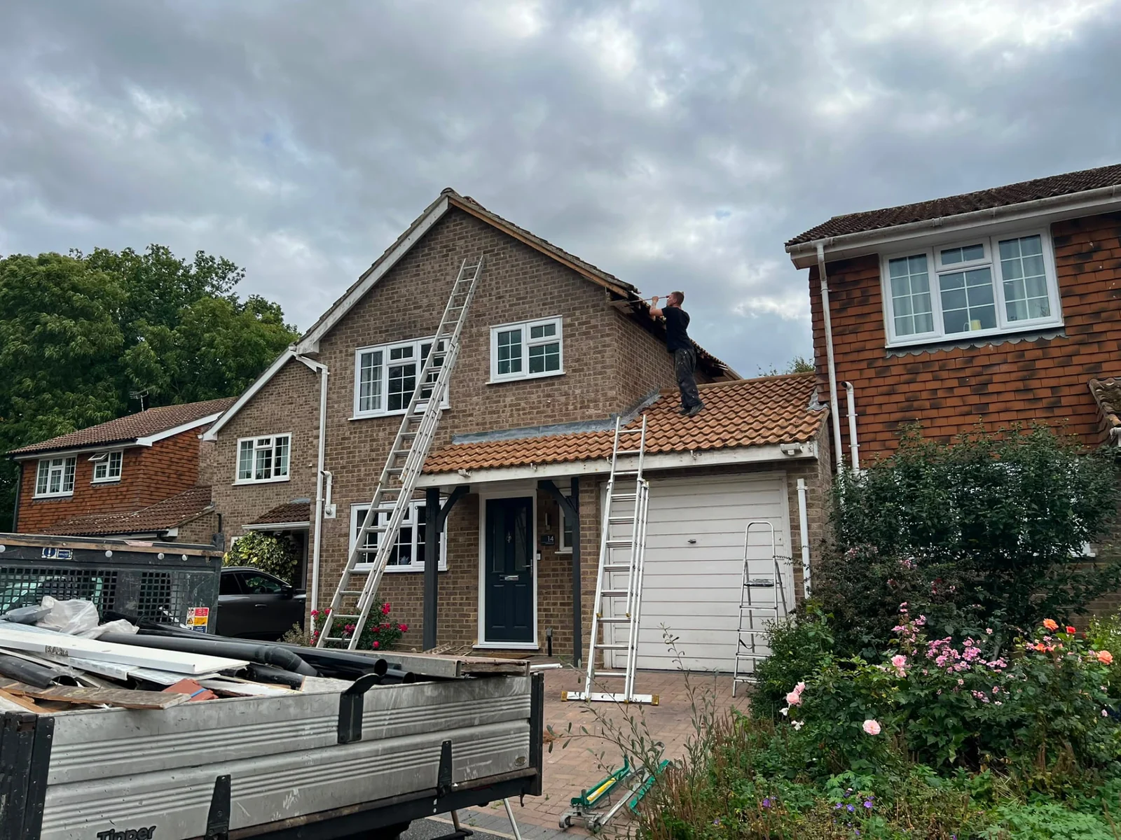Fascia and soffit replacement in progress by Legacy Roofing, Berkshire roofer
