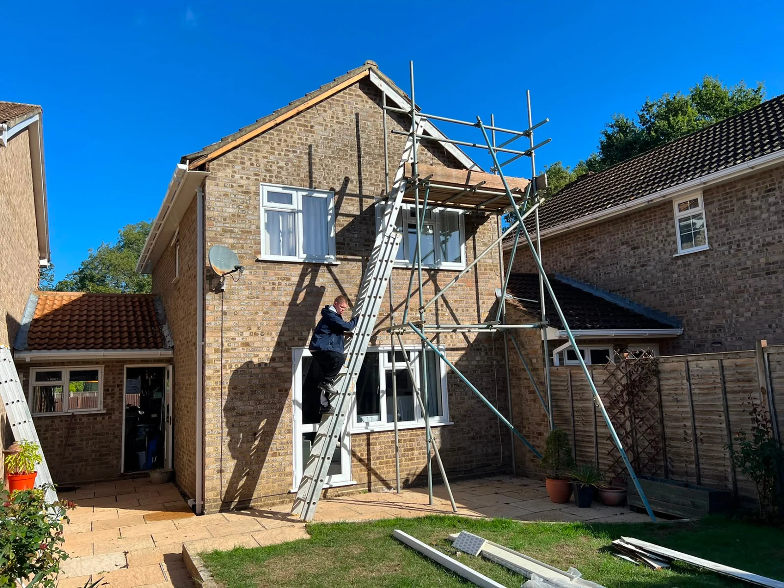 Fascia and soffit replacement in progress by Legacy Roofing, Berkshire roofer