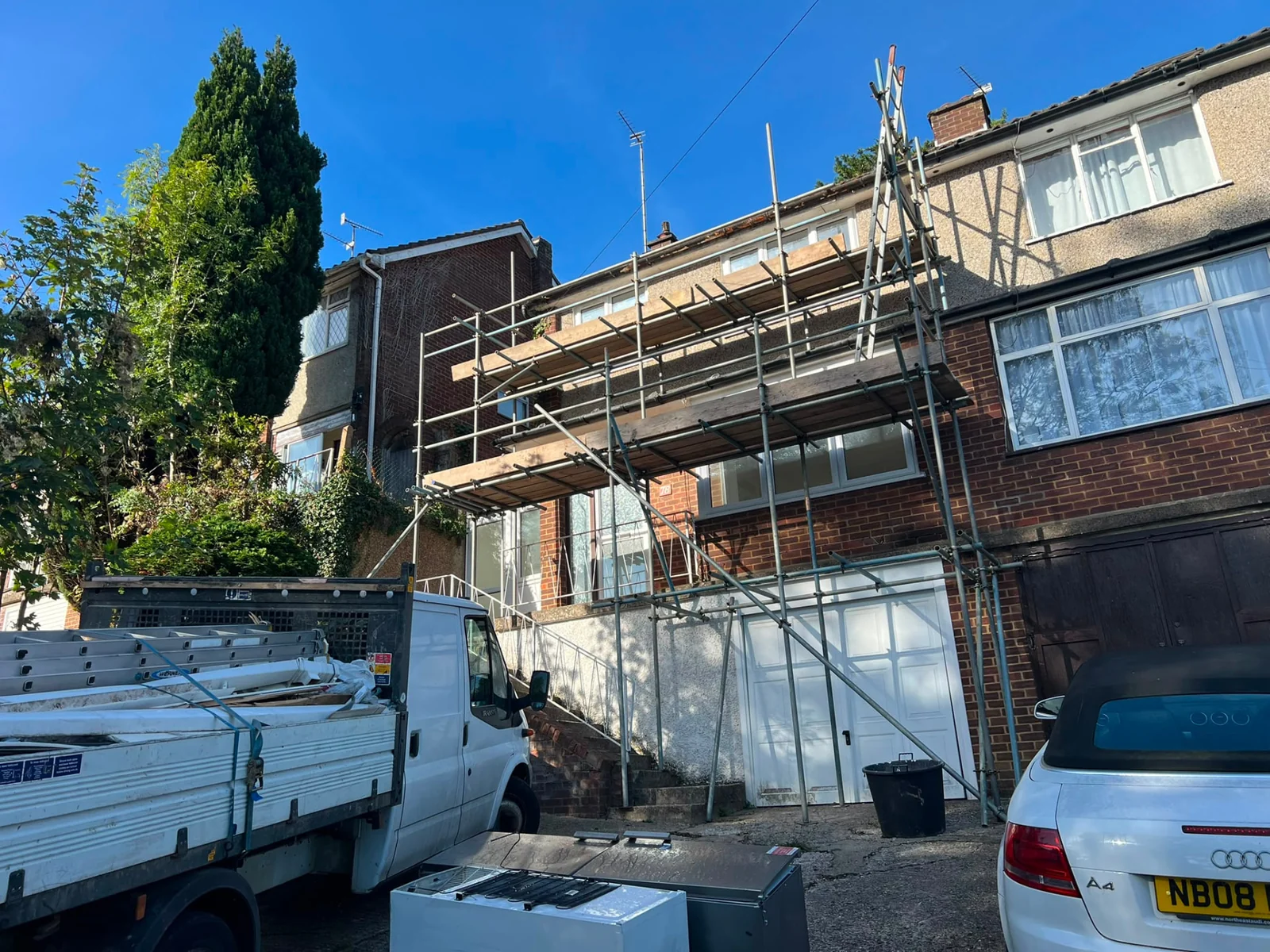 Fascia and soffit replacement in progress by Legacy Roofing, Berkshire roofer